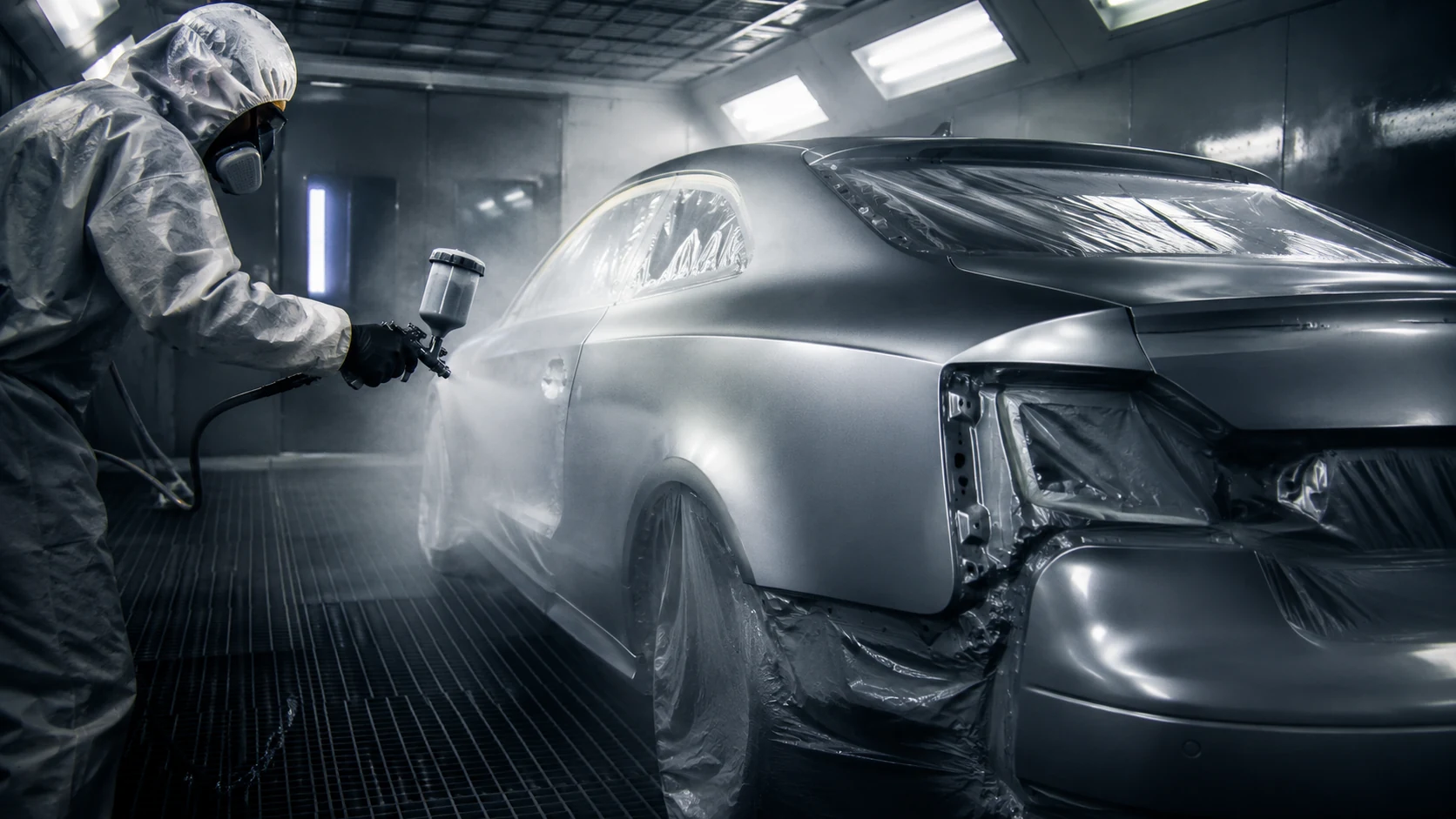 Spray-paint booth at Andrew's Collision Auto Repairs