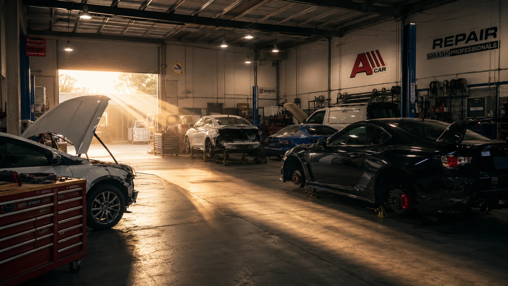 Inside the Andrew's Collision smash repair workshop in Ingleburn